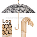 L&#39;Oreal Fabrik Großhandel Hohe Qualität Luxus Private Label Damen Mode Gerade Regenschirm Mit Holzgriff